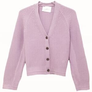 Maria McManus Split Sleeve Cocoon Cardigan Lilac XS 50% Recycled Cashmere Cotton
